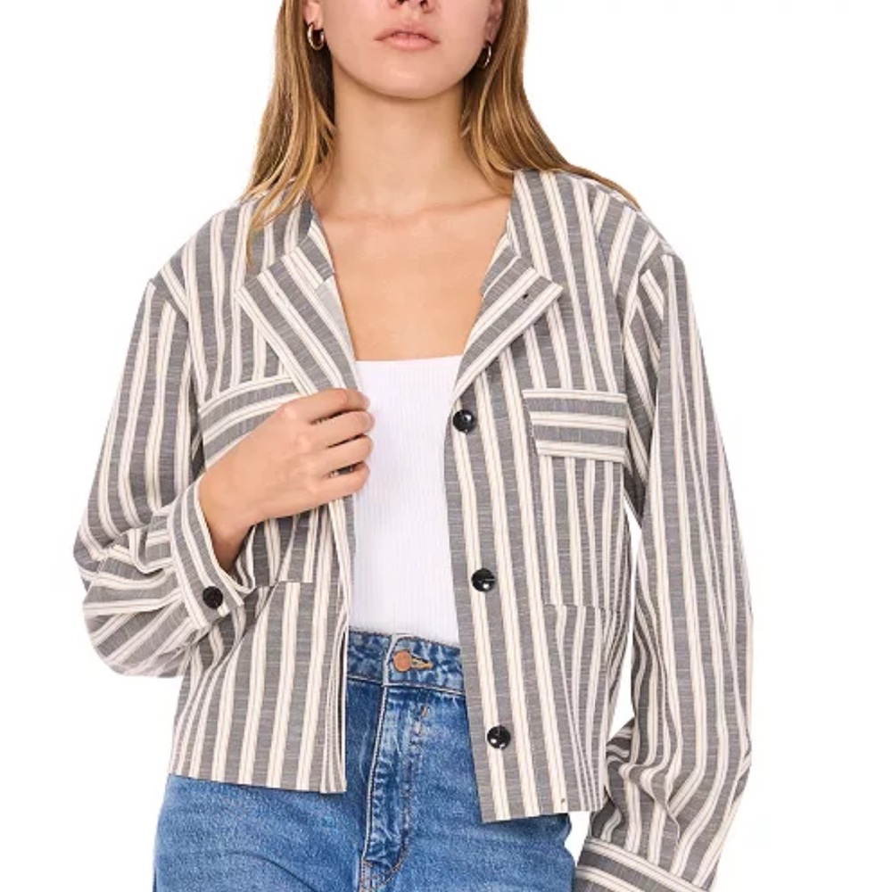 Vince Camuto Black and White Striped‎ Blazer